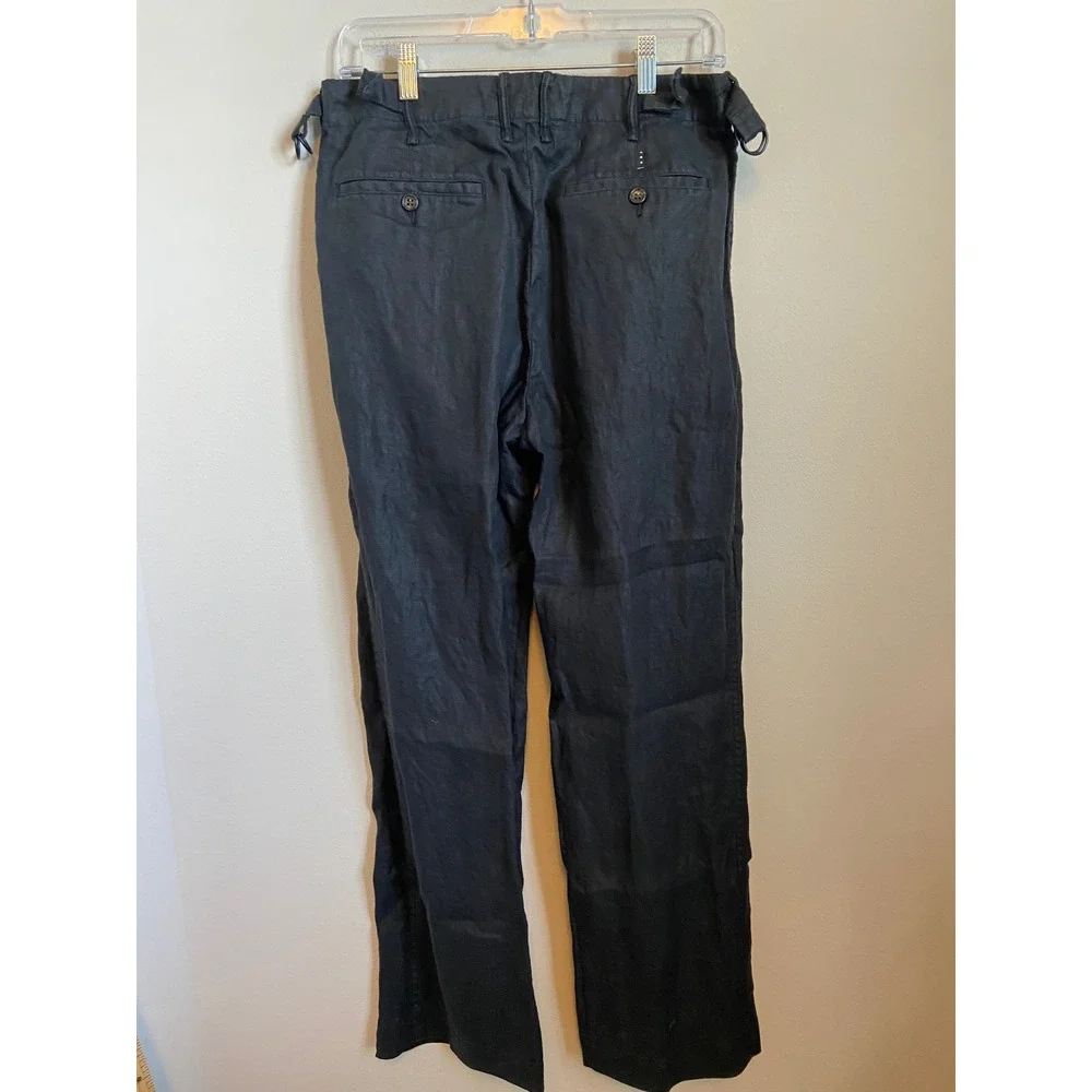 AYR Baird McNutt Irish Linen Black Pleated‎ Pants 29x30 Adjustable Side Tabs